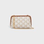 CLUTCH WITH CHAIN IN TRIOMPHE CANVAS AND LAMBSKIN WHITE/TAN - Image 3